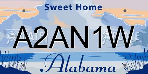 A2AN1W Alabama License Plate