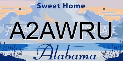A2AWRU Alabama License Plate