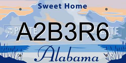 A2B3R6 Alabama License Plate