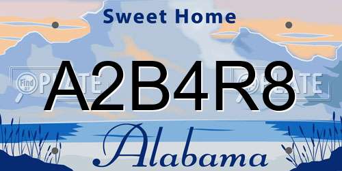 A2B4R8 Alabama License Plate