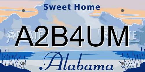 A2B4UM Alabama License Plate
