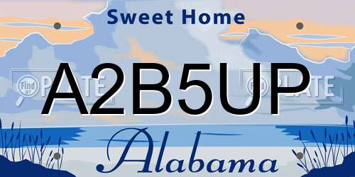 A2B5UP Alabama License Plate