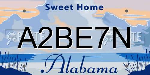 A2BE7N Alabama License Plate