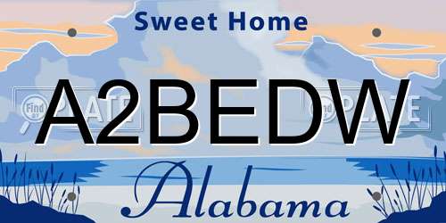 A2BEDW Alabama License Plate