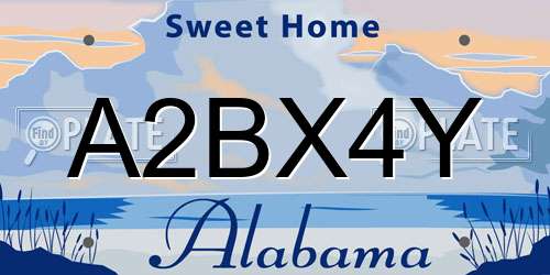 A2BX4Y Alabama License Plate
