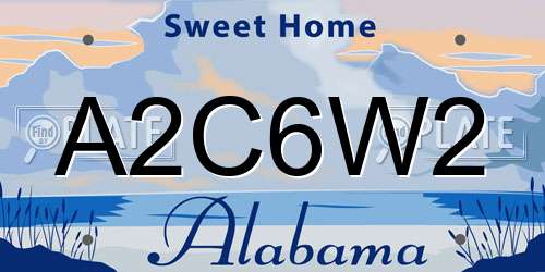 A2C6W2 Alabama License Plate