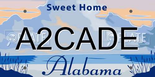 A2CADE Alabama License Plate