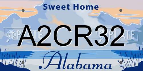 A2CR32 Alabama License Plate