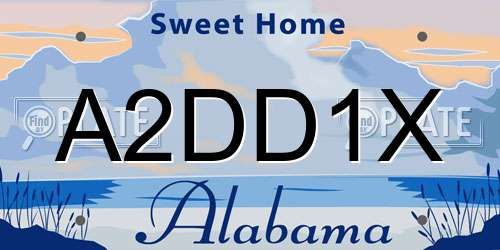 A2DD1X Alabama License Plate