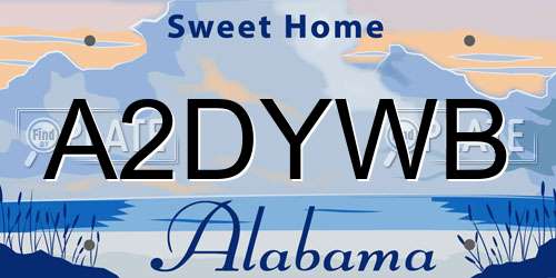 A2DYWB Alabama License Plate