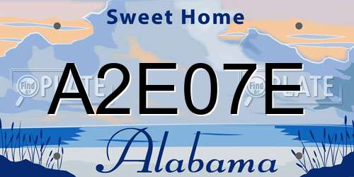 A2E07E Alabama License Plate