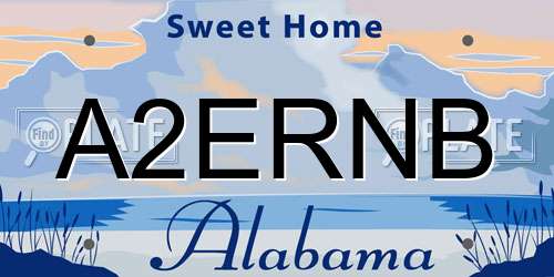 A2ERNB Alabama License Plate