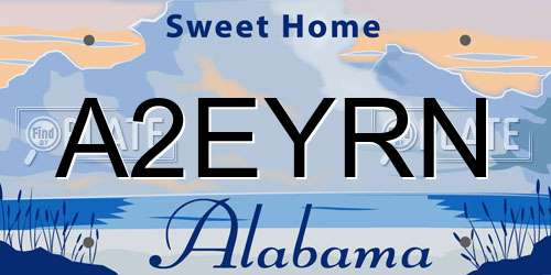 A2EYRN Alabama License Plate
