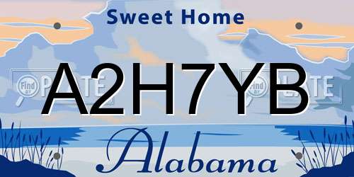 A2H7YB Alabama License Plate