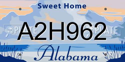 A2H962 Alabama License Plate
