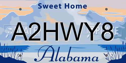 A2HWY8 Alabama License Plate