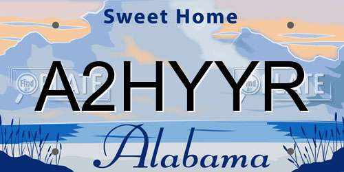 A2HYYR Alabama License Plate