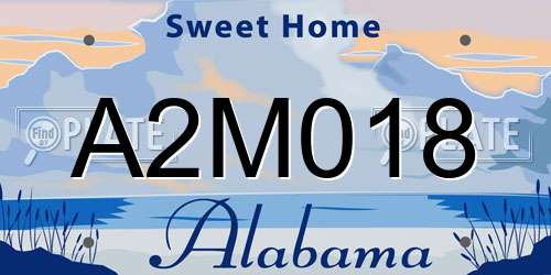 A2M018 Alabama License Plate