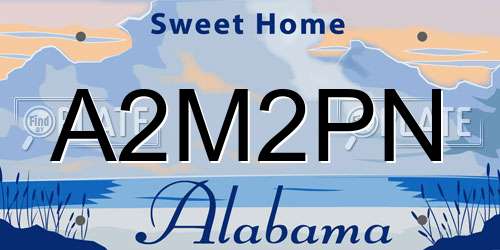 A2M2PN Alabama License Plate