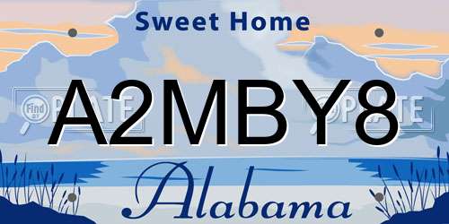 A2MBY8 Alabama License Plate