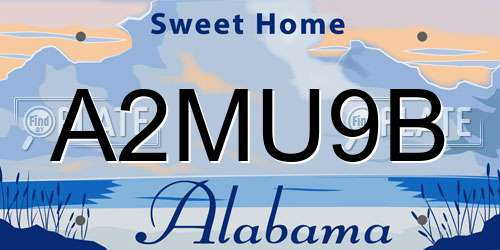 A2MU9B Alabama License Plate