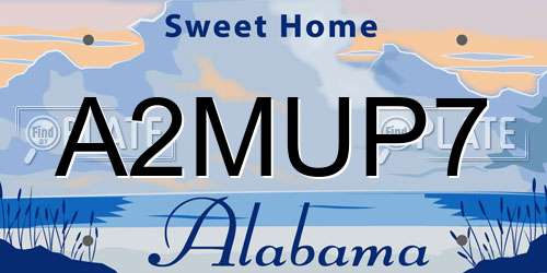 A2MUP7 Alabama License Plate