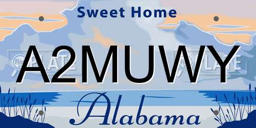 A2MUWY Alabama License Plate