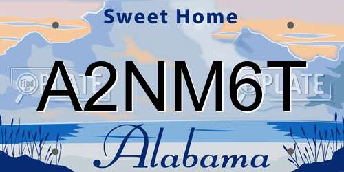 A2NM6T Alabama License Plate