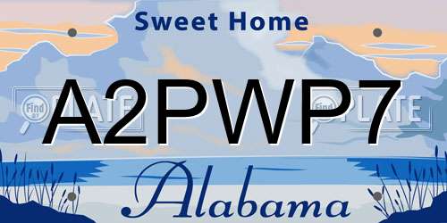 A2PWP7 Alabama License Plate