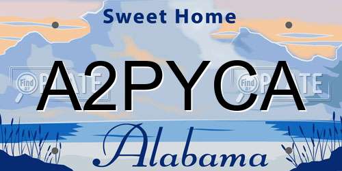 A2PYCA Alabama License Plate