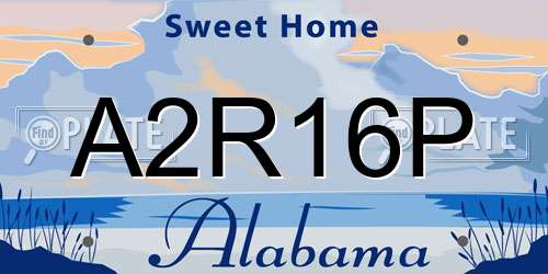 A2R16P Alabama License Plate