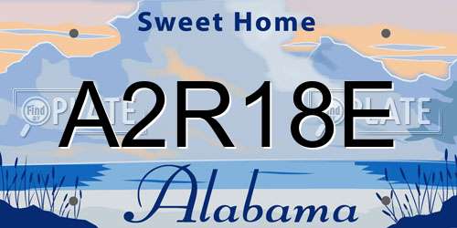 A2R18E Alabama License Plate