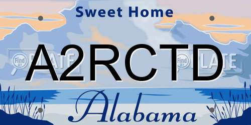 A2RCTD Alabama License Plate