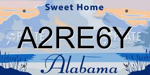 A2RE6Y Alabama License Plate