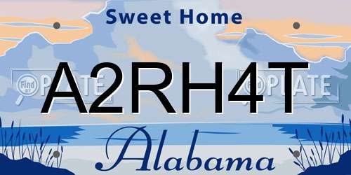 A2RH4T Alabama License Plate