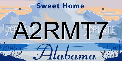 A2RMT7 Alabama License Plate