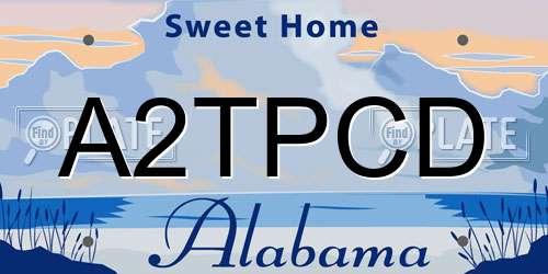 A2TPCD Alabama License Plate