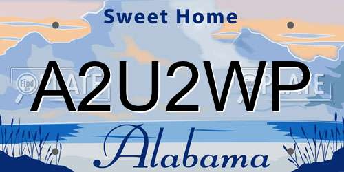 A2U2WP Alabama License Plate
