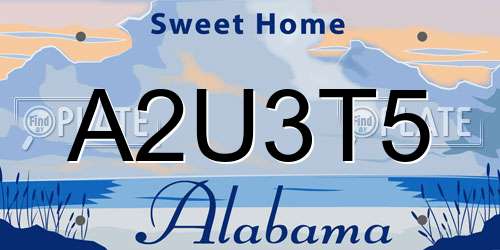 A2U3T5 Alabama License Plate