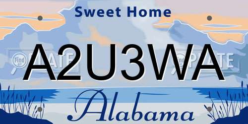 A2U3WA Alabama License Plate