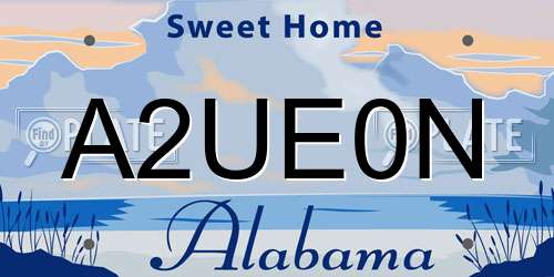 A2UE0N Alabama License Plate