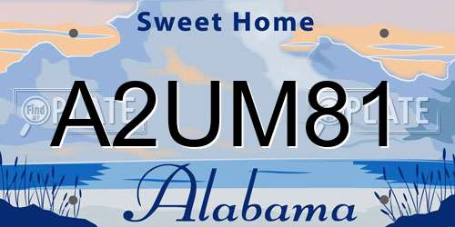 A2UM81 Alabama License Plate
