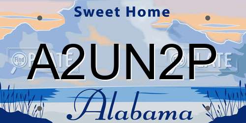 A2UN2P Alabama License Plate