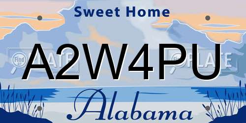 A2W4PU Alabama License Plate