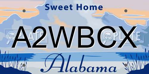 A2WBCX Alabama License Plate