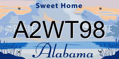 A2WT98 Alabama License Plate