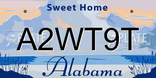 A2WT9T Alabama License Plate