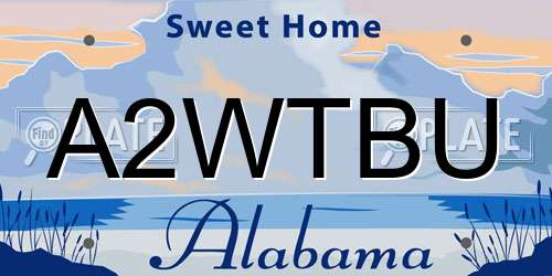 A2WTBU Alabama License Plate