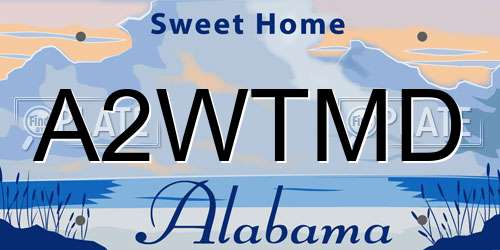 A2WTMD Alabama License Plate