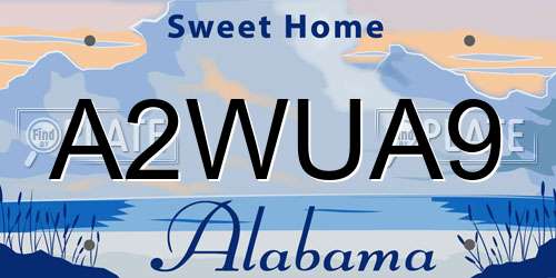 A2WUA9 Alabama License Plate